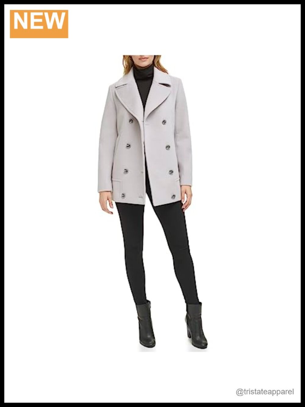 Wool Blend Double Breast Notch Collar Button Overcoat Classic Fit
